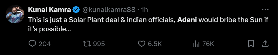 Kunal kamra tweet on ADani Group 